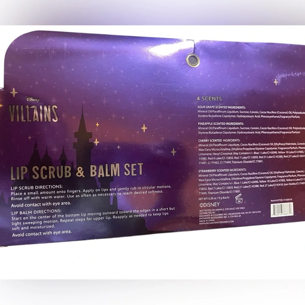 💚🌼NEW Disney Villains Lip Care Set - Purple, Yellow, Red, Blue